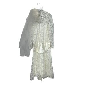 Vintage 1970s Alfred Angelo Ivory Wedding Dress 13 14